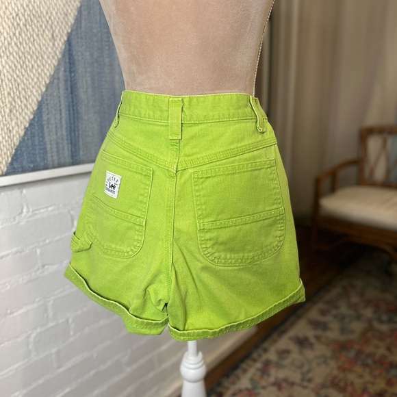 Lee Green Riveteted Dungarees Denim Shorts - Picture 8 of 10